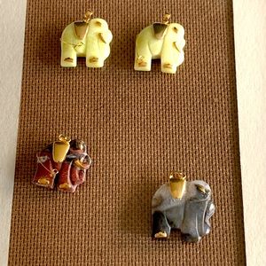 Set of 4 gemstone elephant pendants